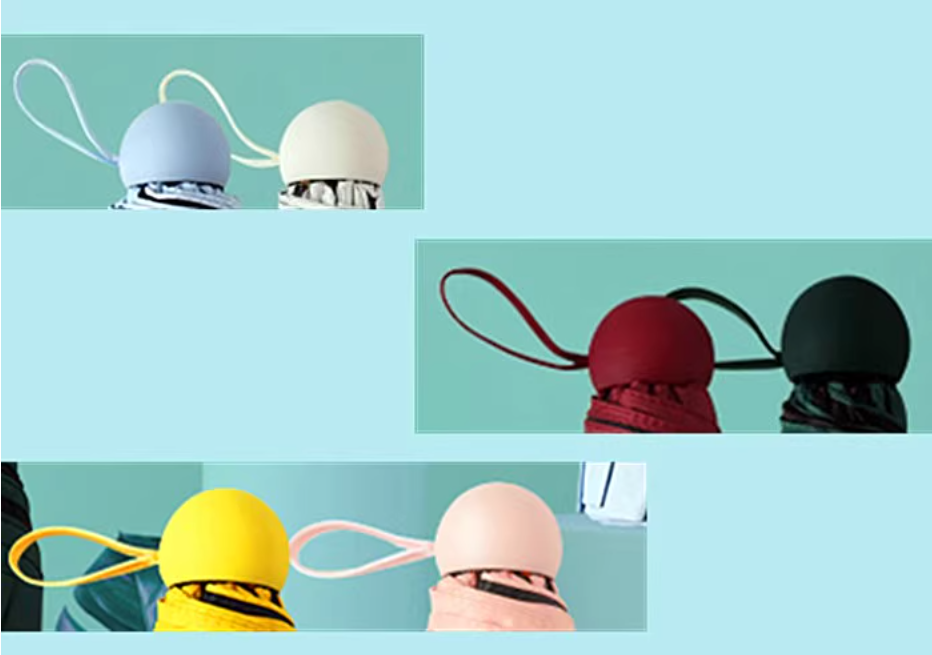 PHI VILLA Umbrella handles，pocket capsule umbrella with spherical handle, sunshade, repairable canopy top, handle accessories, and cap