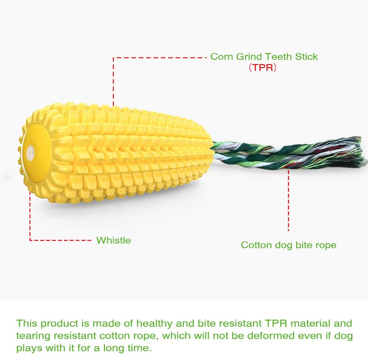Grandtail Dog Chew Toys for Aggressive Chewers, Indestructible Tough Durable Squeaky Interactive Dog Toys, Puppy Teeth Chew Corn Stick Toy for Small Meduium Large Breed