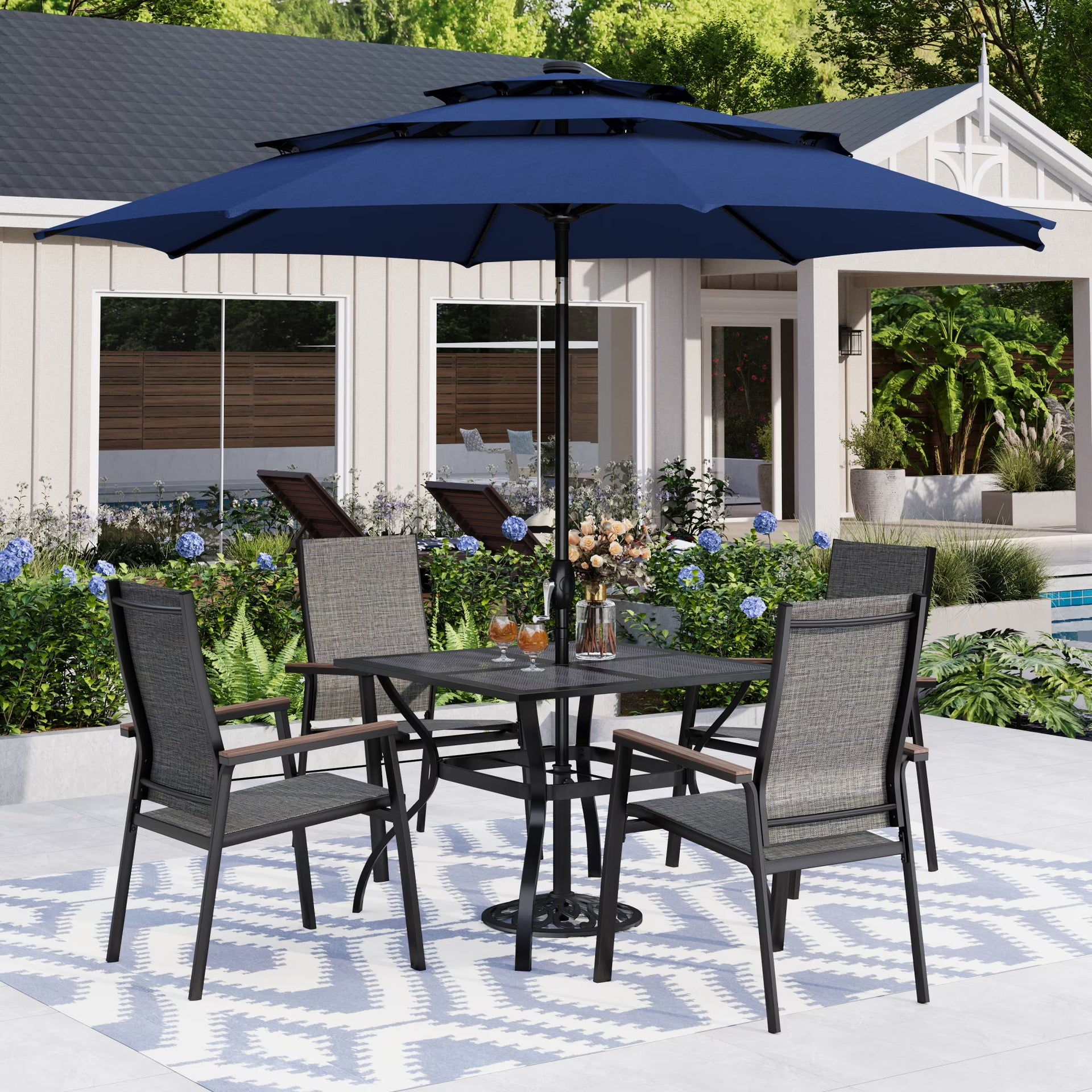 blue table patio umbrella Cantilever Umbrellas | 10 x 13 This rectangular outdoor umbrella spans 9 ft Lancaster Table & Seating 32"