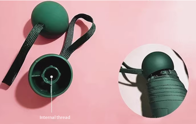 PHI VILLA Umbrella handles，pocket capsule umbrella with spherical handle, sunshade, repairable canopy top, handle accessories, and cap