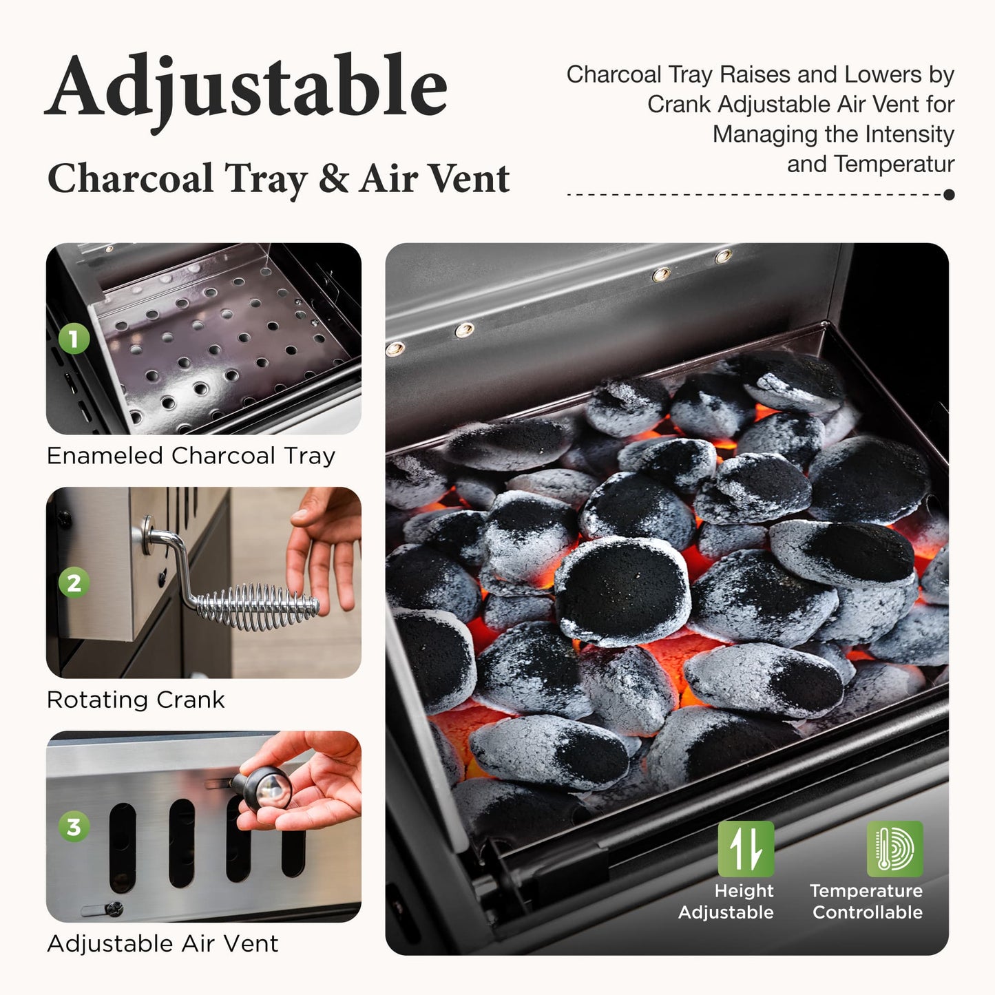 MF Studio Gas and Charcoal Grill Combo Dual Fuel 3-burner 37,000 BTU BBQ Grill with Side Burner