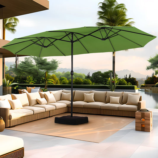 Summit Living 15 FT Patio Umbrella with Base Included Large Outdoor Market Umbrella Lime Green