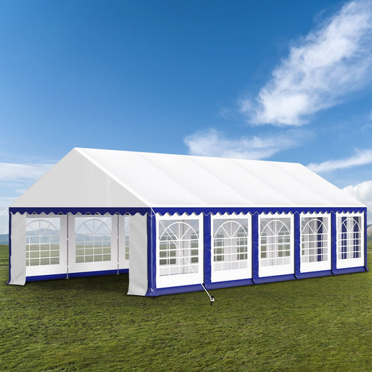 MF Studio 16 X 32 Party Tent Outdoor Event Shelter Canopy White and Blue