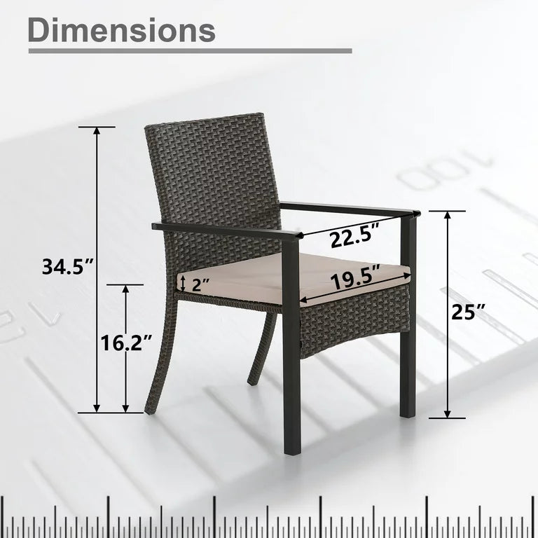 MF Studio 7-Piece Outdoor Dining Set with 6 Pieces Rattan Chairs, Suitable for 6 People
