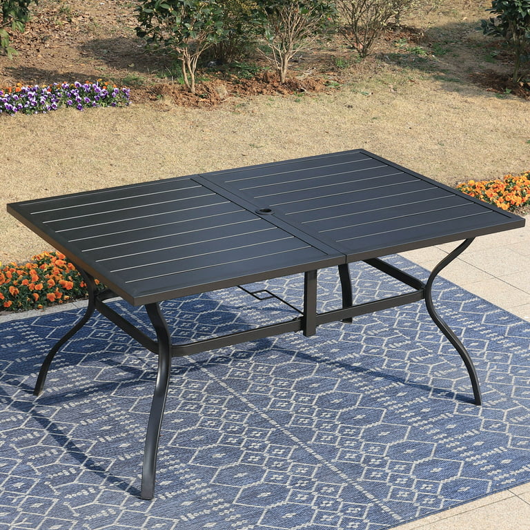 MF Studio 7-Piece Outdoor Dining Set with 6 Pieces Rattan Chairs, Suitable for 6 People