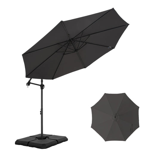 Summit Living 10 FT Patio Umbrella Offset Cantilever Umbrella with Weighted Base Included Gray