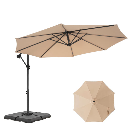 Summit Living 10 FT Patio Umbrella Offset Cantilever Umbrella with Weighted Base Included Beige