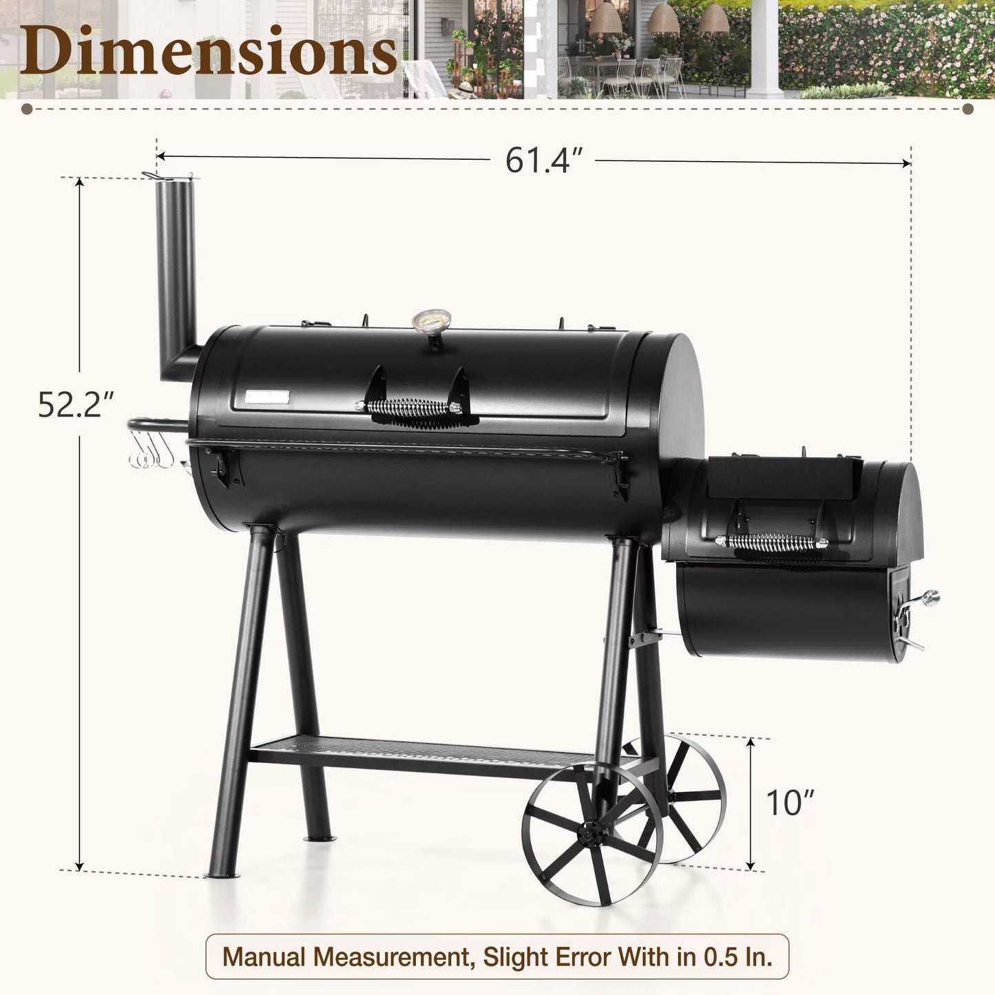 MF Studio Charcoal Grill with Offset Smoker 941 sq.in. Extra Large BBQ Grill Black