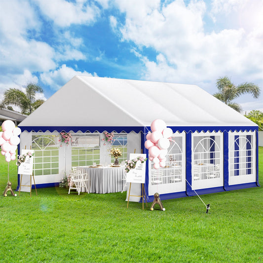 MF Studio 16 X 20 FT Party Tent Outdoor Canopy Tent for outside party wedding tent with Sidewalls Blue and White