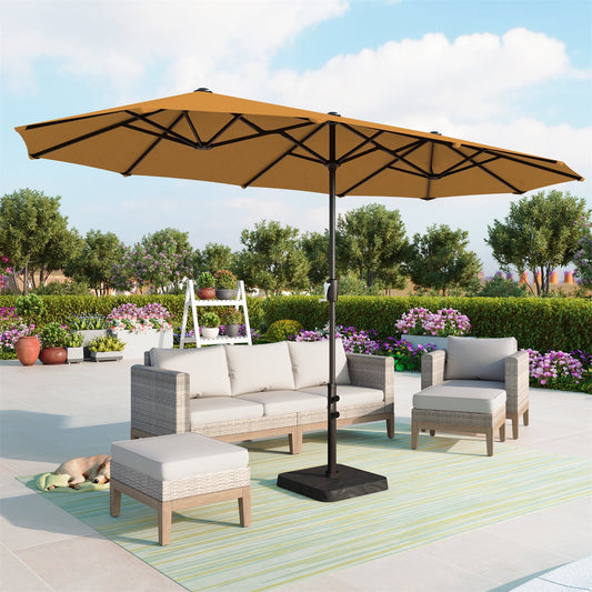 Summit Living 13 ft Large Patio Umbrella Double-Sided Rectangular Outdoor Market Table Umbrella for Outside – Tawny