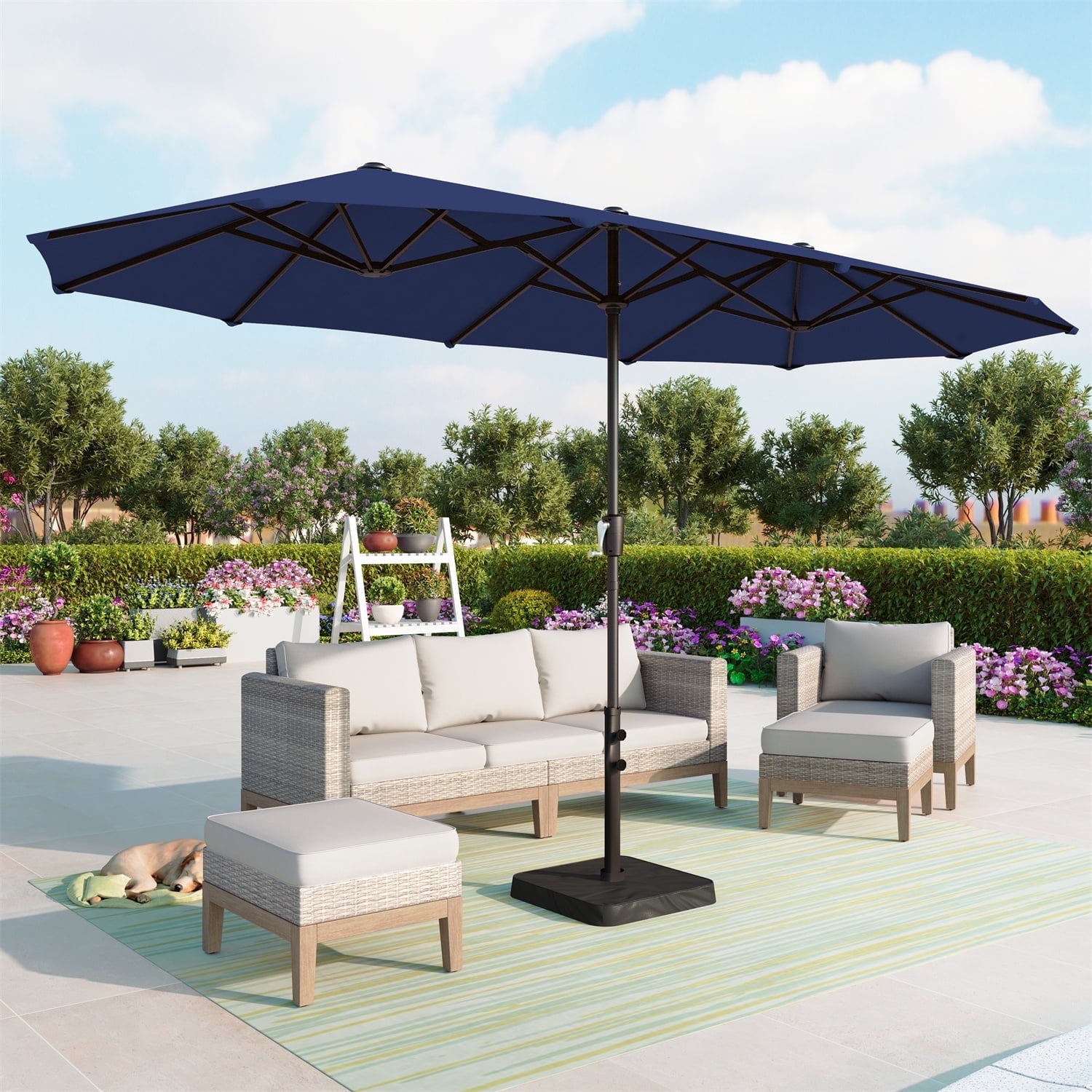 SUMMIT LIVING 13 ft Large Patio Umbrella Double-Sided Rectangular Outd – summitlivin