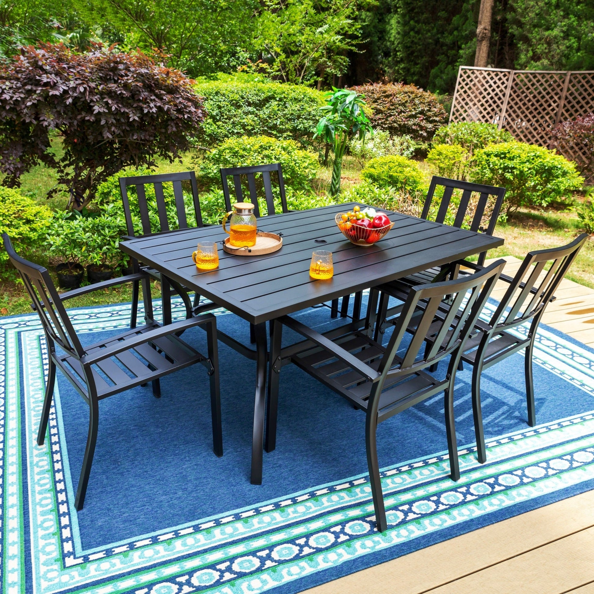 6 person patio table with umbrella MF Studio 7-Piece Outdoor Dining Set for 6-Person, All-Weather Modern – summitlivin