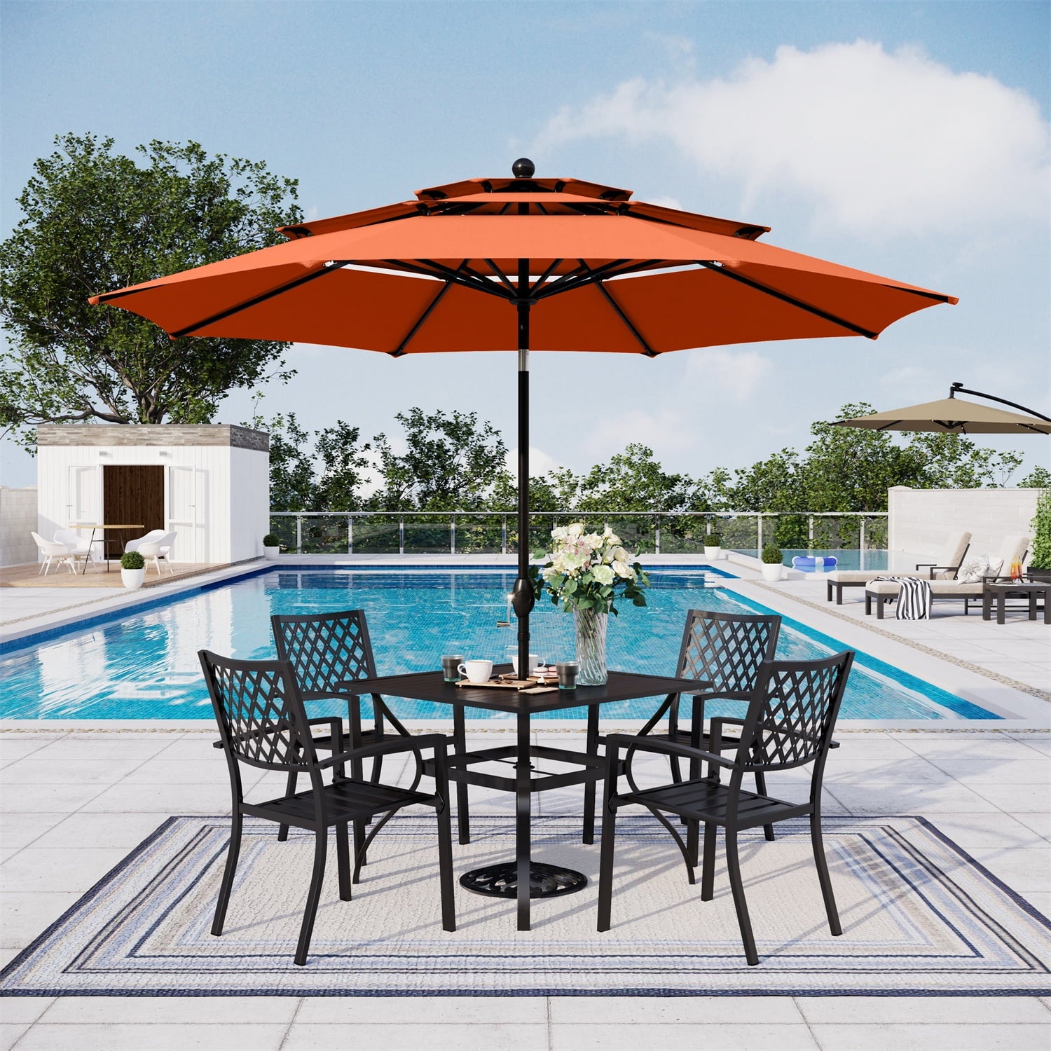 MF Studio 10ft Patio Umbrella 3 Tier Vented Outdoor Market Table Umbre – summitlivin