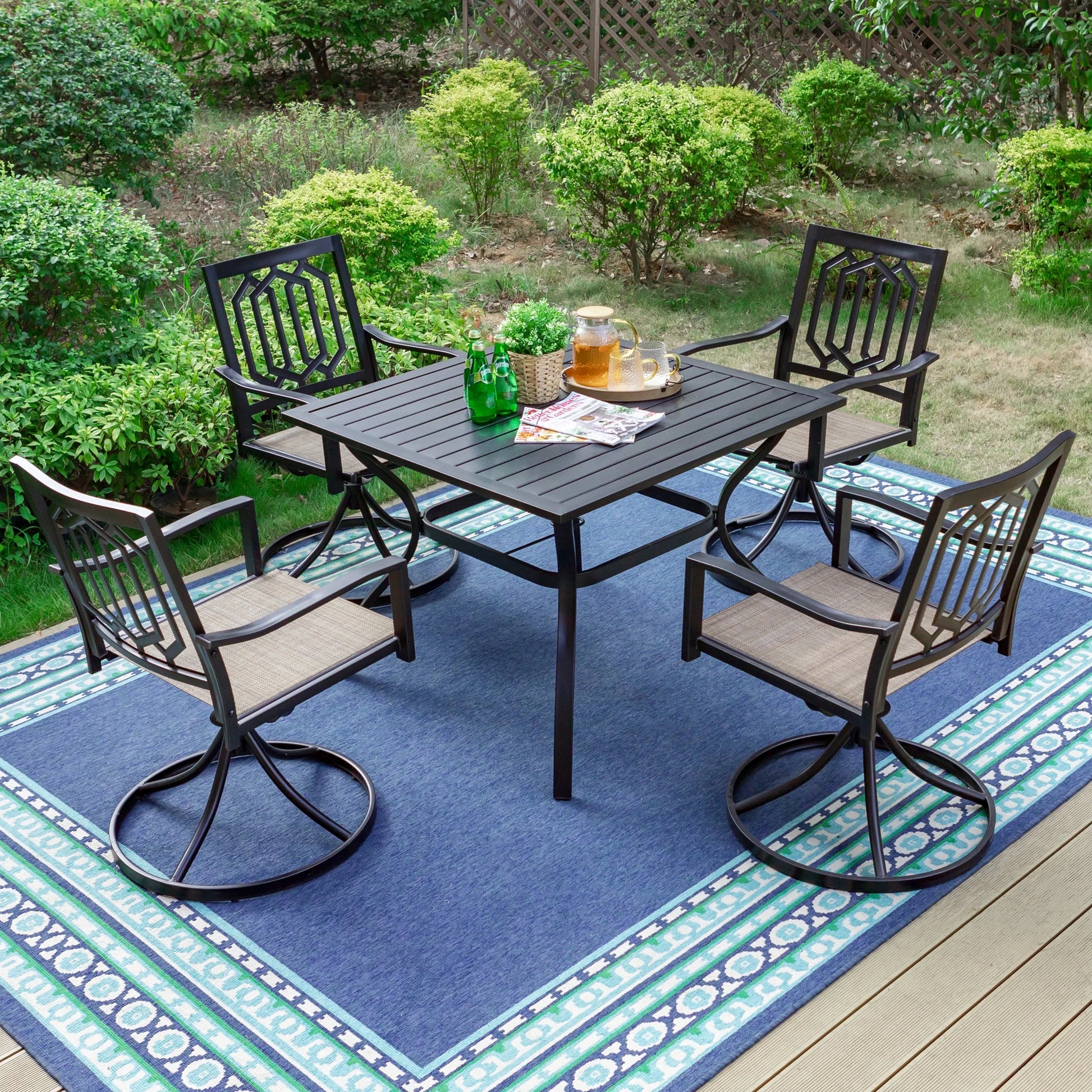 MF Studio 5-Piece Outdoor Patio Dining Set, 4-Piece 360-degree Metal S –  summitlivin