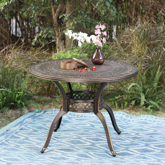 MF-Studio-Cast-Aluminum-Outdoor-Dining-Table-with-Umbrella-Hole-Patio-39-Diameter-Round-Table-for-4-Person-Antique-Bronze