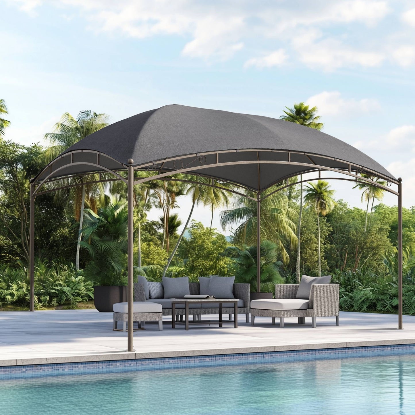 Summit Living 10'x13' Patio Gazebo Heavy Duty Metal Frame Canopy Tent Shelter for outside Deck,Gray