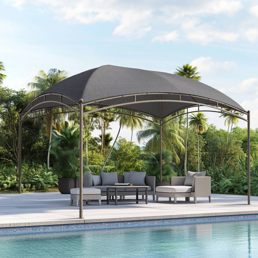 Summit Living 10'x13' Patio Gazebo Heavy Duty Metal Frame Canopy Tent Shelter for outside Deck,Gray