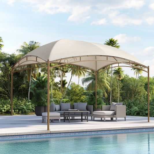 Summit Living 10'x13' Patio Gazebo Heavy Duty Metal Frame Canopy Tent Shelter for outside Deck, Off-White