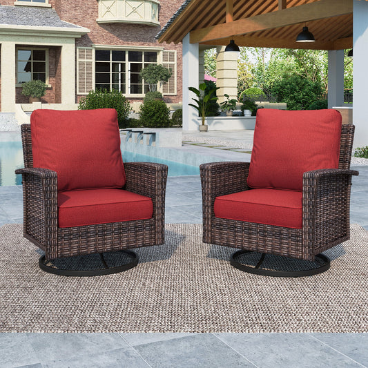 Summit-Living-2-Piece-Outdoor-Swivel-Chairs-Wicker-Patio- Furniture-Set-With-Backrests-Cushions-for-Garden-Pool-Porch-Yard-Red