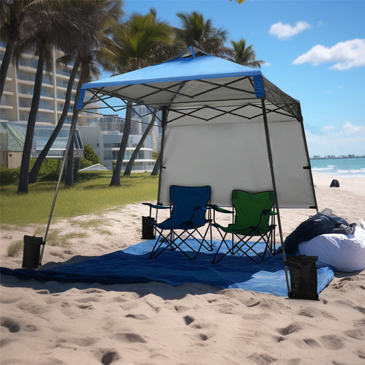 Summit Living 8 x 8 Ft Pop up Canopy Tent Easy up Shade Tent with 1 Sidewall for Outside Blue