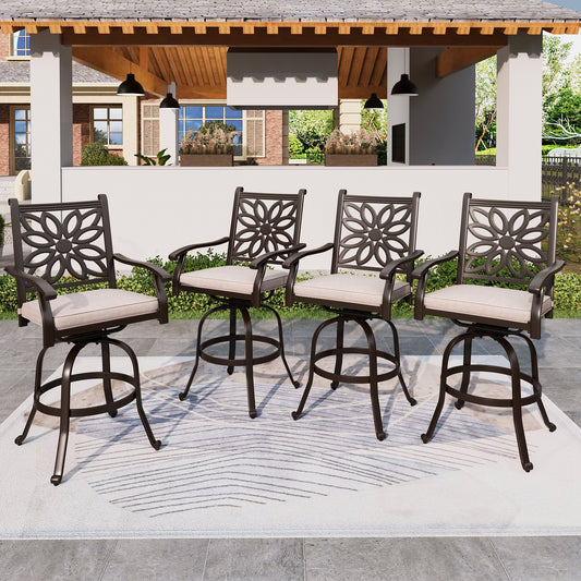 Summit-Living-Outdoor-Swivel-Bar-Stools-Set-of-4-Cast-Aluminum-High-Top-Counter-Height-Patio-Bar-Chairs-with-Seat-Cushions-Black-Beige