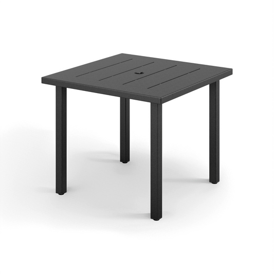SUMMIT LIVING 34.2" Square Outdoor Patio Dining Table for 4 Person, Metal Patio Table with 1.6"/2" Umbrella Hole, Black