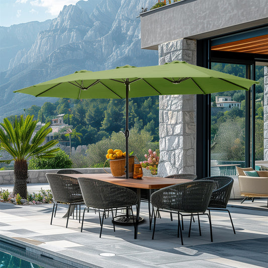 Summit Living 15 FT Patio Umbrella with Base Included Large Outdoor Market Umbrella Lime Green