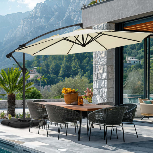 Summit Living 10 FT Patio Umbrella Offset Cantilever Umbrella White