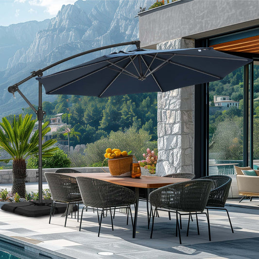Summit Living 10 FT Patio Umbrella Offset Cantilever Umbrella Navy Blue