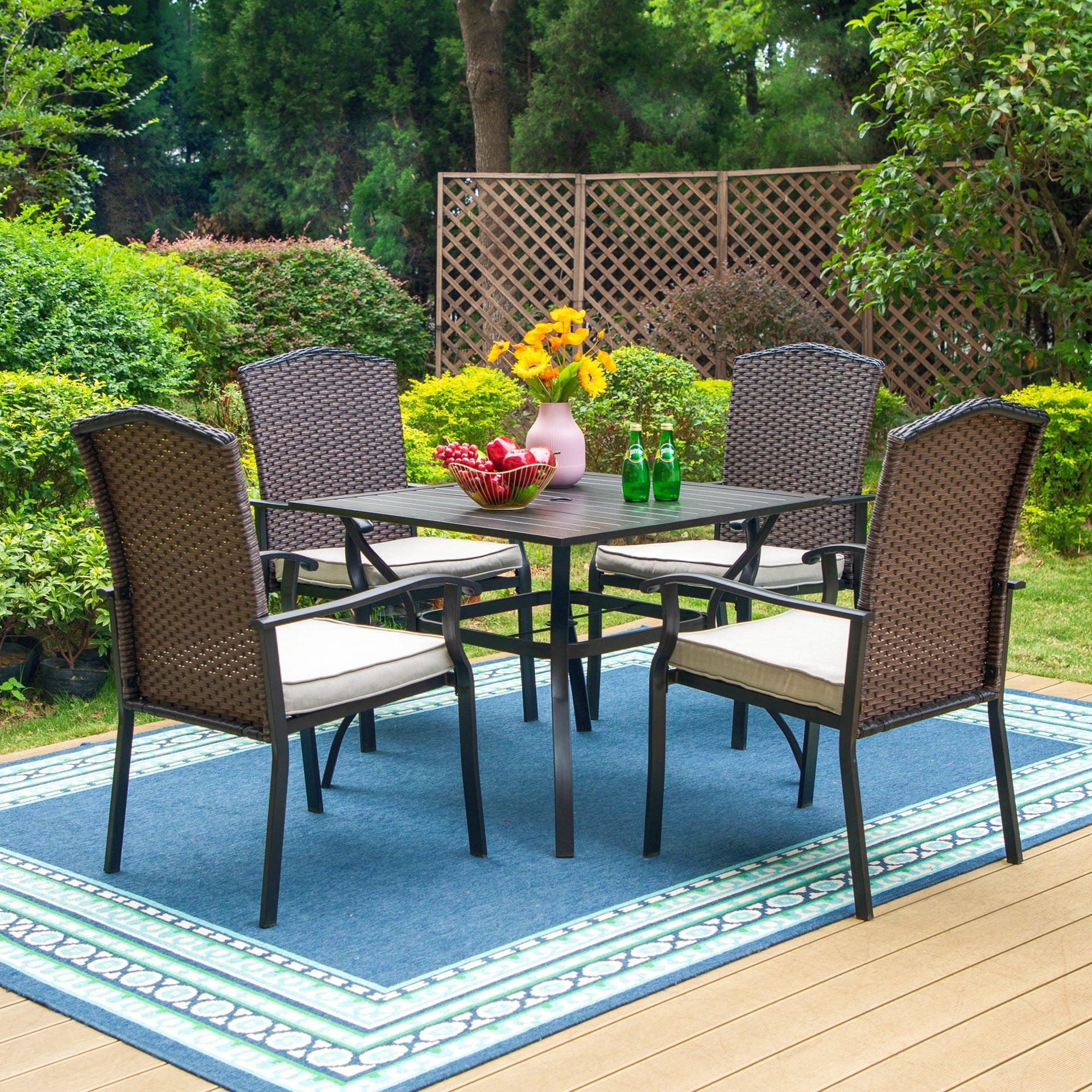 9 piece resin wicker patio dining set with umbrella 9 Piece Woven Patio Dining Set Wicker Patio Dining Set Outdoor Furniture  Umbrella Table And Chairs Walmart MF Studio Piece Outdoor Dining