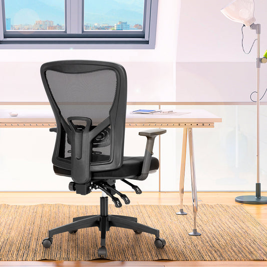 Summit Living Ergonomic Swivel Office Chair,Breathable High Back Mesh Computer Desk Chair with Adjustable Armrest and Lumbar for Home Office,Black