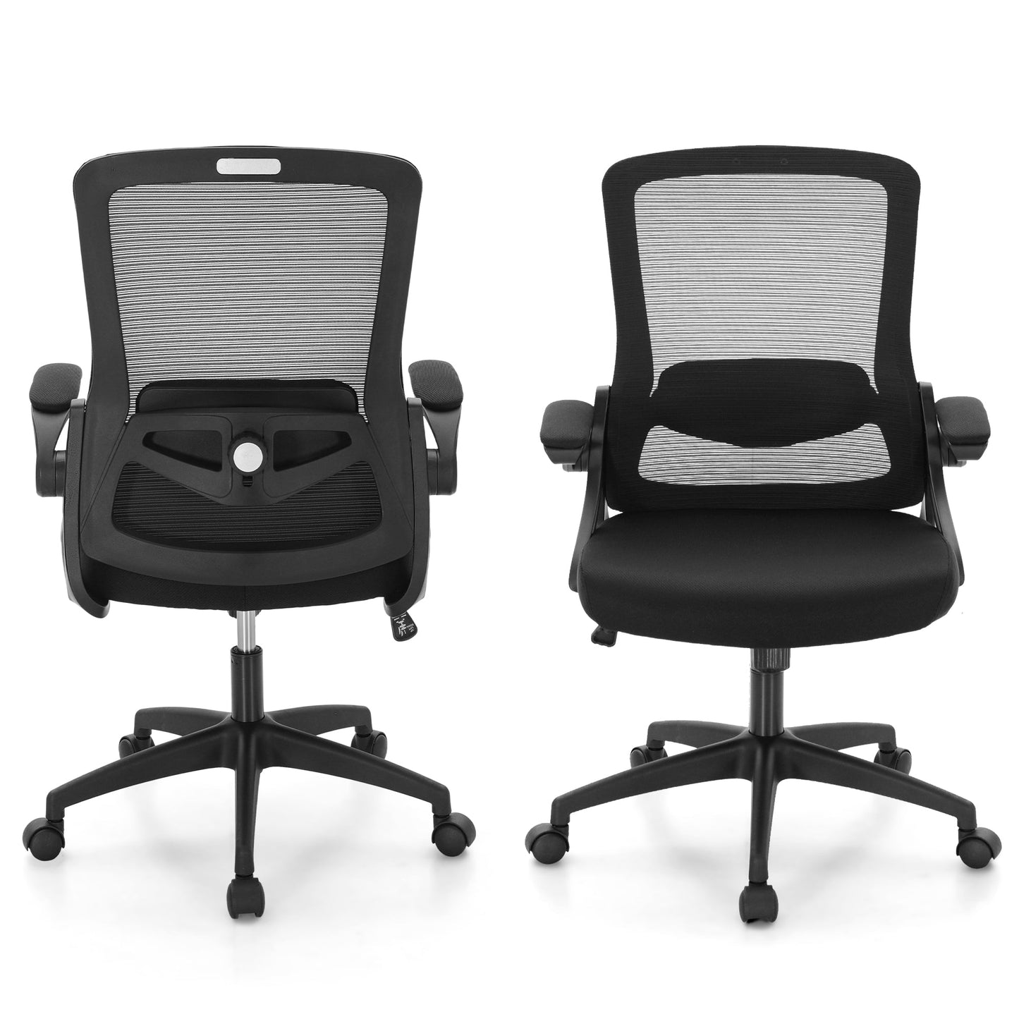 Summit Living Ergonomic Mesh Home Office Chair,High Back Computer Desk Chair with Flip-up Armrests, Height Adjustable Lumbar Support, Black