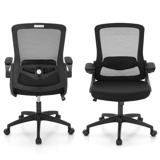 Summit Living Ergonomic Mesh Home Office Chair,High Back Computer Desk Chair with Flip-up Armrests, Height Adjustable Lumbar Support, Black