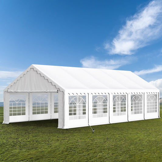 Summit Living 16 x 32 FT Patio Canopy Outdoor Party Tent with 10 Removable Sidewalls White