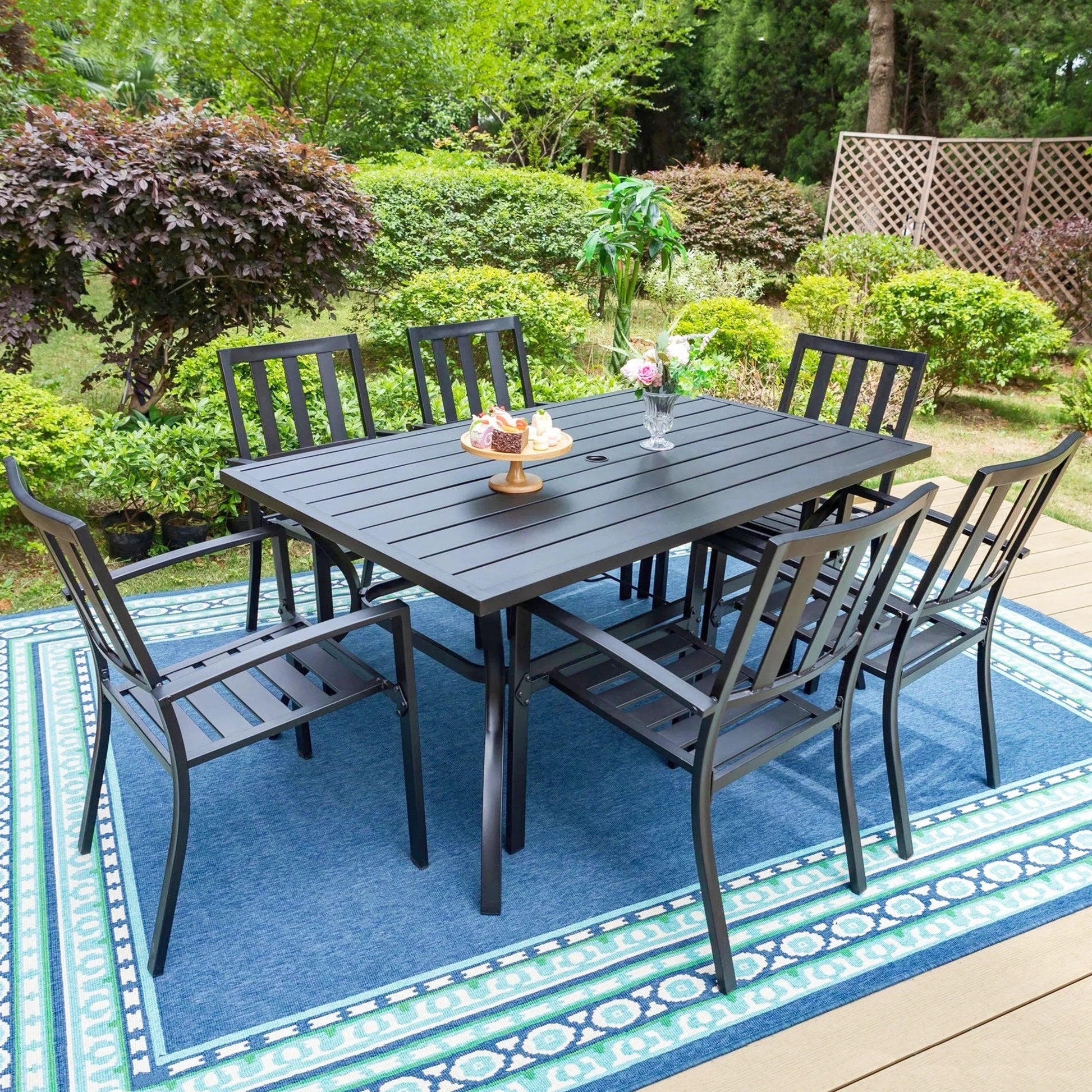 MF Studio Piece Outdoor Dining Set, All-Weather Metal Steel