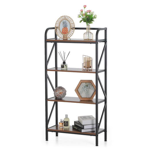 Summit Living 4 Tier Bookshelf, Bookcase Shelf Storage Organizer, Rack Shelves for Bedroom, Living Room and Home Office