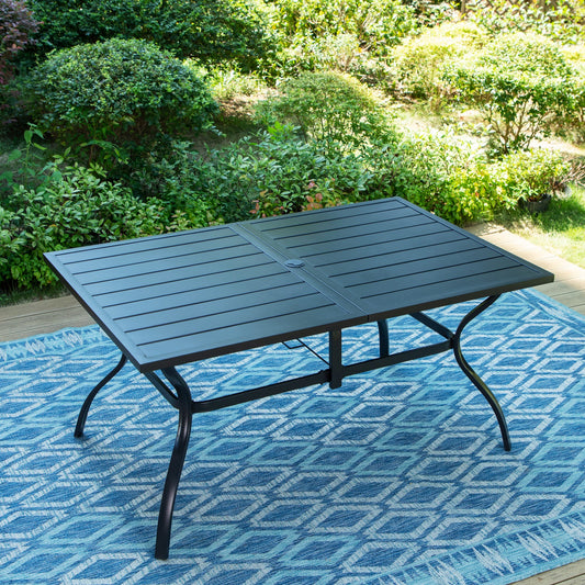 Summit Living Outdoor Dining Table, All Weather Metal Steel with 1.9" Umbrella Hole, Black