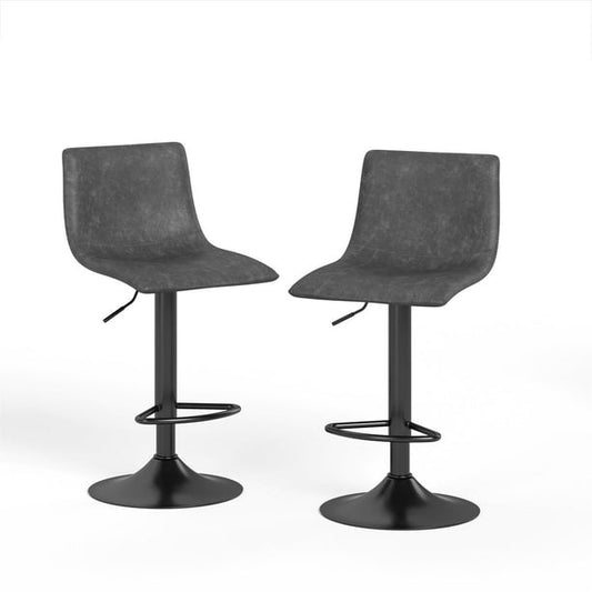 Summit Living Adjustable Swivel Bar Stools Kitchen Faux Leather Counter Stools Set of 2 with Backrest, Gray