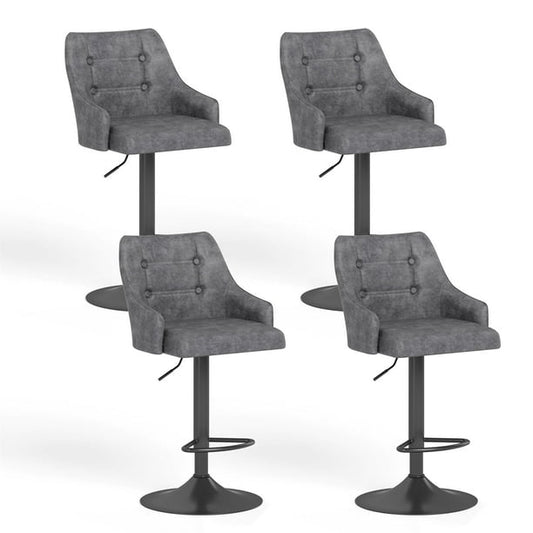 Summit Living Counter Height Bar Stools Swivel Kitchen Counter Island Faux Leather Dining Chairs Set of 2 with Backrest, Gray