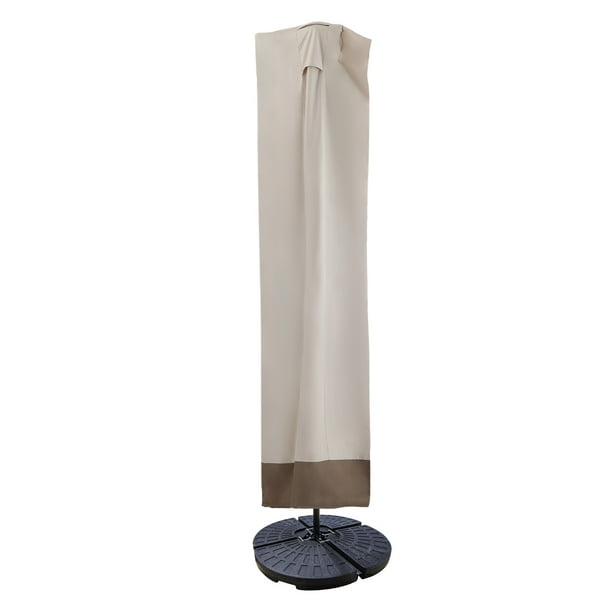 Summit Living Patio Umbrella Cover, 600D Oxford Fabric Waterproof Outdoor umbrella Cover for 9-13 Feet Cantilever Offset Umbrella, Beige & Brown